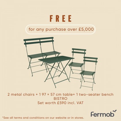 2 Bistro Chairs + 97x57 Table + 2 Seater Bench 2 Bistro Chairs + 97x57 Table + 2 Seater Bench